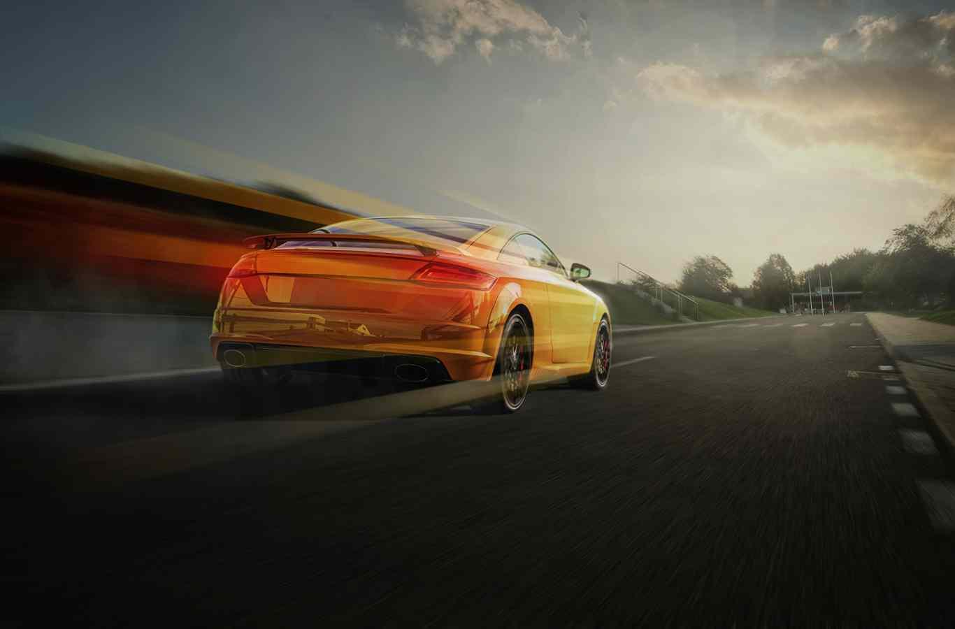 Carro acelerando para ilustrar o conteúdo sobre a diferença entre Movimento Uniforme e Uniformemente variado